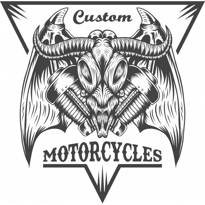 Custom Motorcycle Kanatlı Sticker 10x10 cmRenkli Sticker