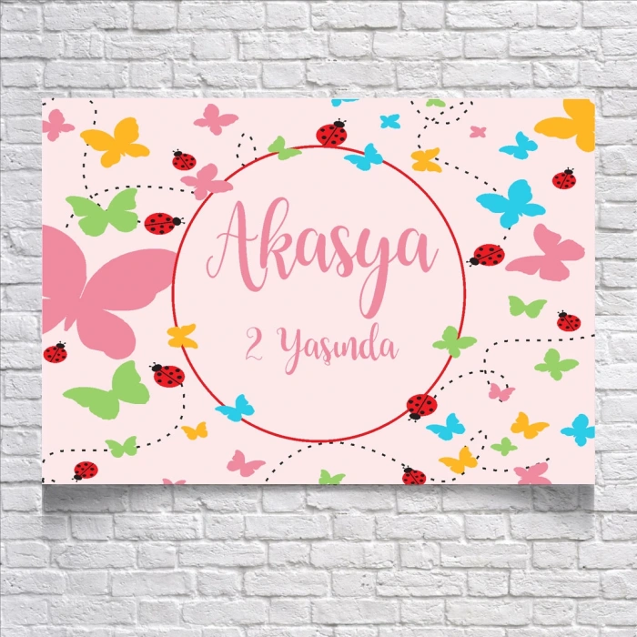 Kelebek Temalı Doğum Günü Afişi 70X100 cm