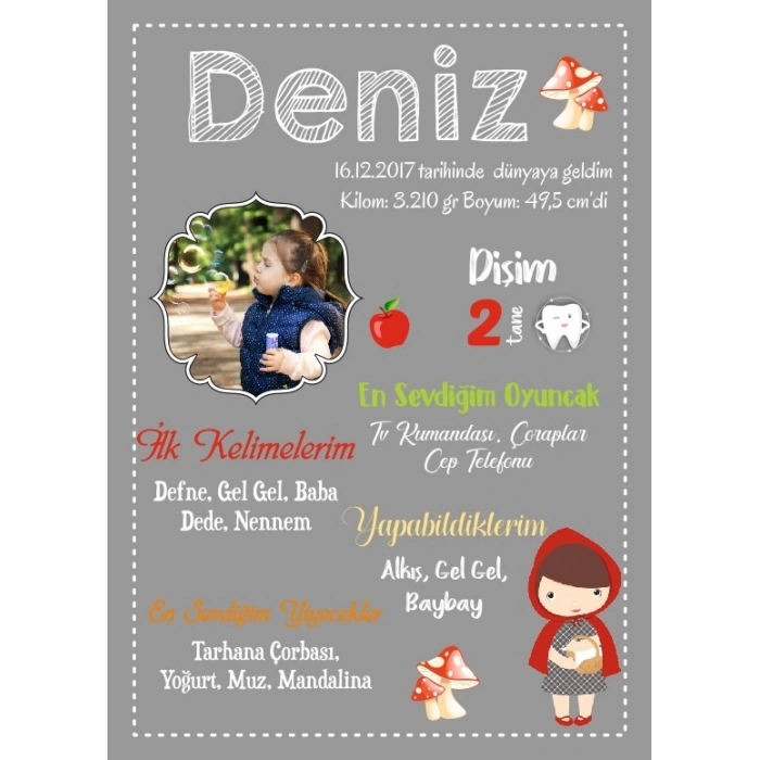 Kırmızı Başlıklı Kız Temalı Yaş Panosu