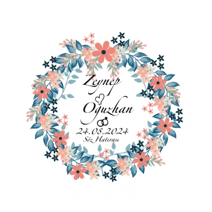 Kesik Köşeli Kare Mühür Kına Nişan Düğün 3x3 cm özel etiket / 50 adet sticker