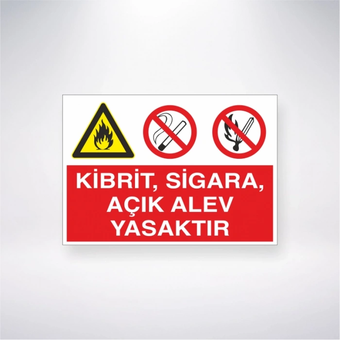 Kibrit, Sigara ve Açık Alev Yasaktır Sticker 20X28 Cm