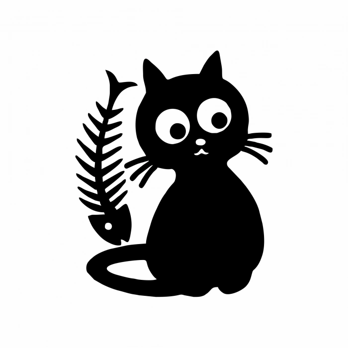 Kılçık ve Kedi 17x17 Cm Sticker Folyo