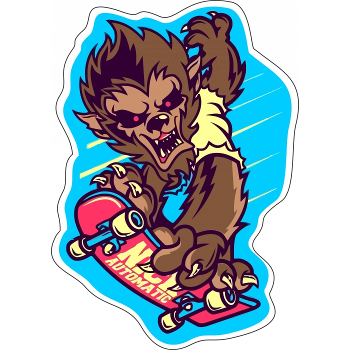 kaykayçı maymun sitcker 10x10 cmRenkli Sticker