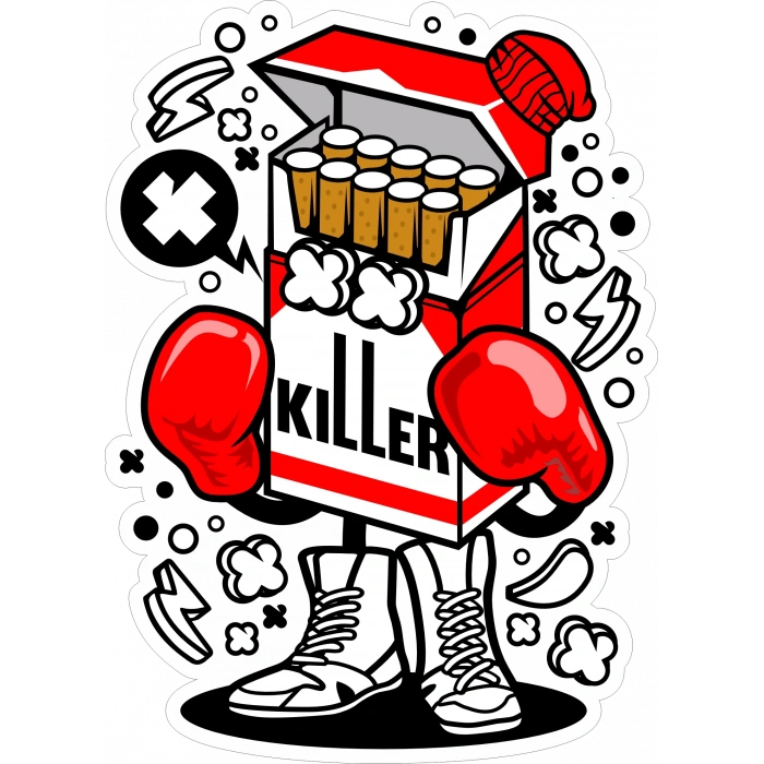 Killer Sigara Sticker 10x10 cmRenkli Sticker