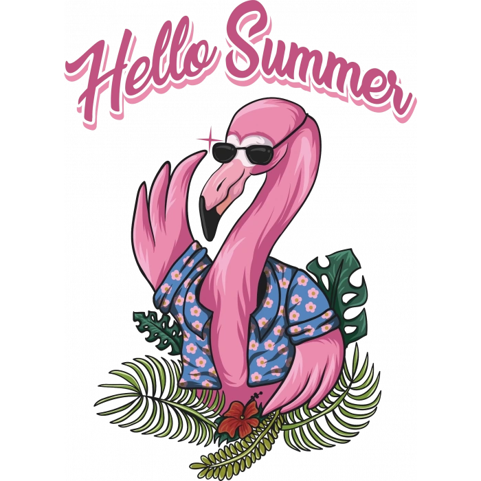 Hello Summer Flamingo Sticker 10x10 cmRenkli Sticker