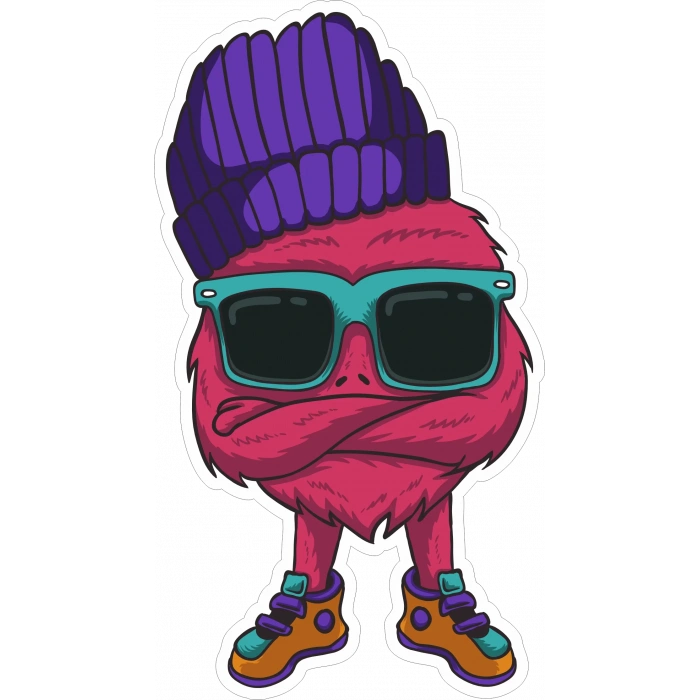 Kırmızı Canavar Sticker 10x10 cmRenkli Sticker