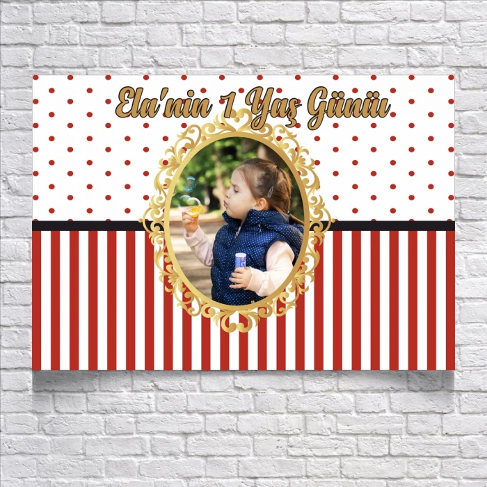 Kırmızı Çizgili Doğum Günü Afişi 70X100 cm