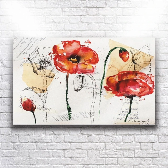 Kırmızı Goncalar Kanvas