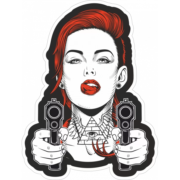 Kırmızı Kadın Sticker 10x10 cmRenkli Sticker