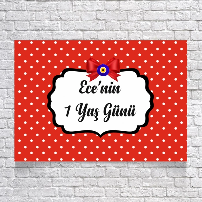 Kırmızı Puantiyeli Doğum Günü Afişi 100X150 cm