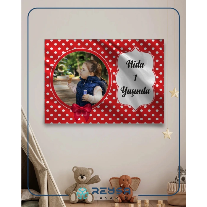 Kırmızı Puantiyeli Doğum Günü Afişi 35X50 cm
