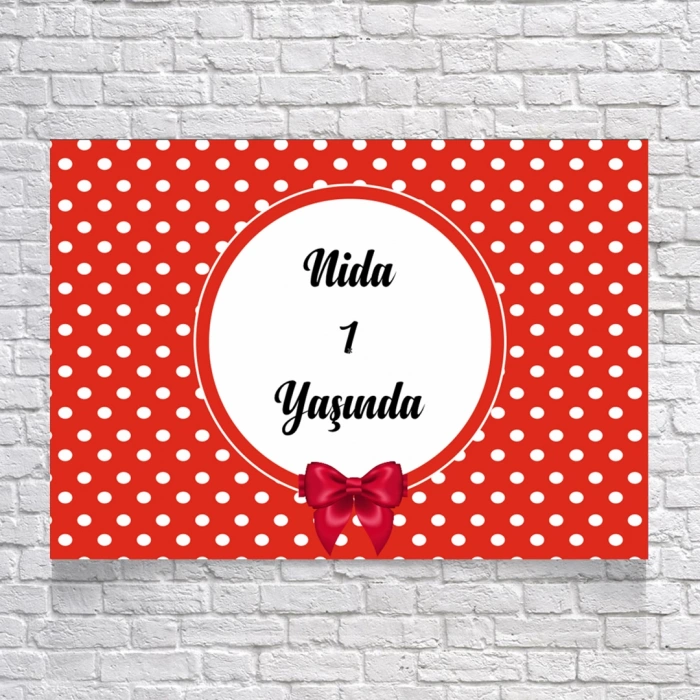 Kırmızı Puantiyeli Doğum Günü Afişi 35X50 cm