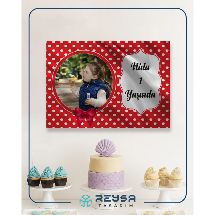Kırmızı Puantiyeli Doğum Günü Afişi 50X70 cm