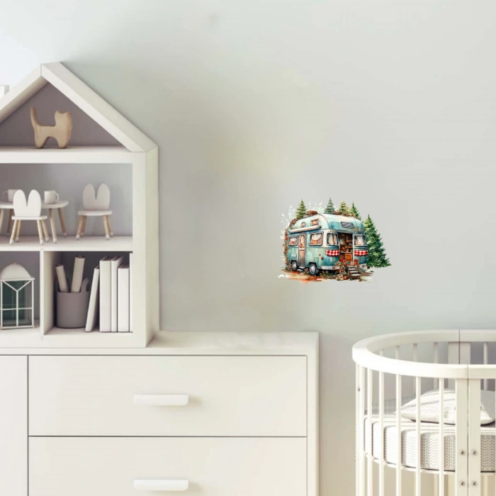 Kış Kampı Karavanı Duvar Stickerı