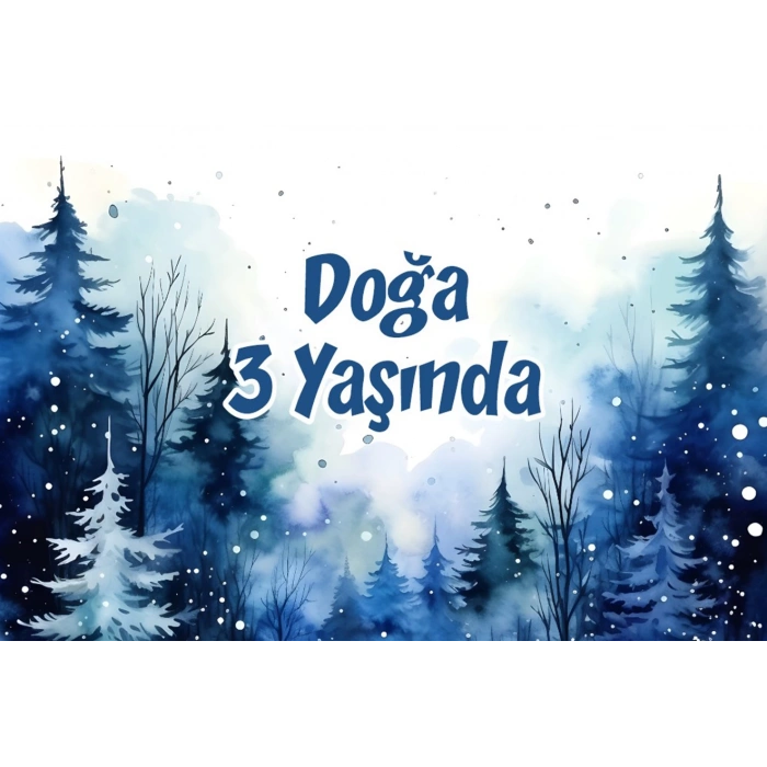 Kış ve Orman Temalı Doğum Günü Afişi 100X150 cm