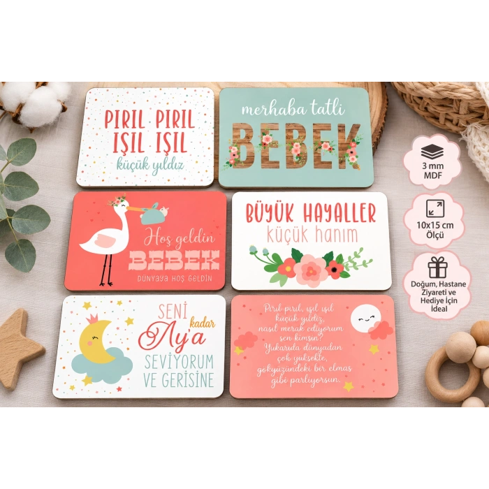 Kişiye Özel Bebek Temalı MDF Dekoratif Plaket – 7×10 cm