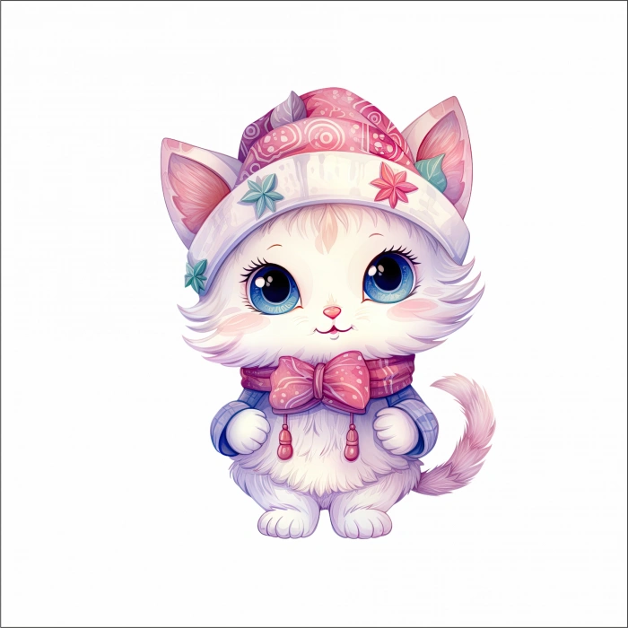 Kışlık Şapkalı Kedi Duvar Stickerı