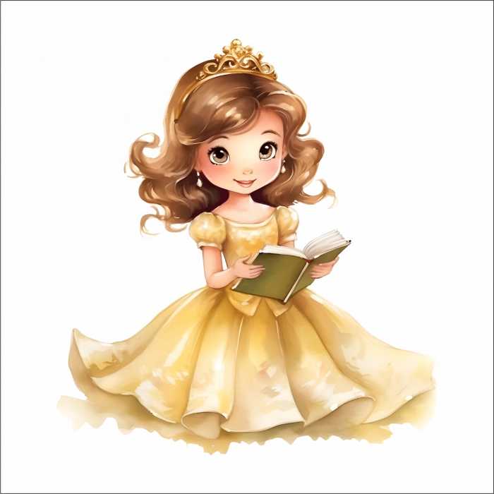 Kitap Okuyan Sarı Prenses Duvar Stickerı