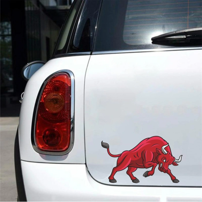 Kızgın Boğa 1 Sticker 10x10 cmRenkli Sticker