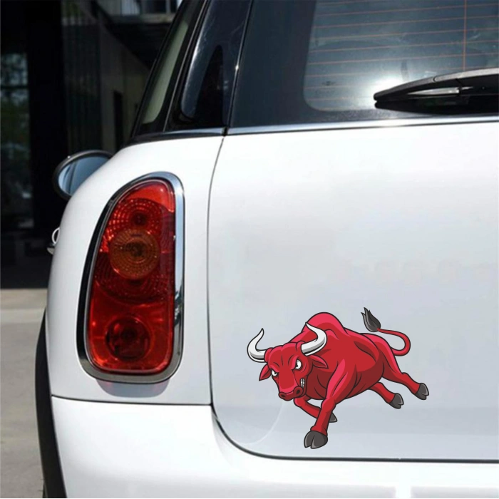 Kızgın Boğa 2 Sticker 10x10 cmRenkli Sticker