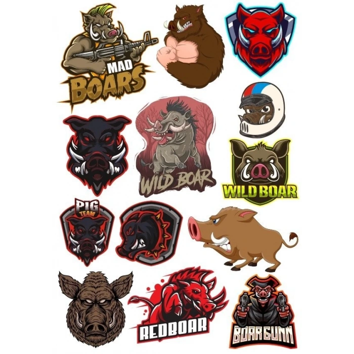 Kızgın Domuz Sticker Set-1 13 Parça Telefon, Tablet, Defter, Laptop Sticker