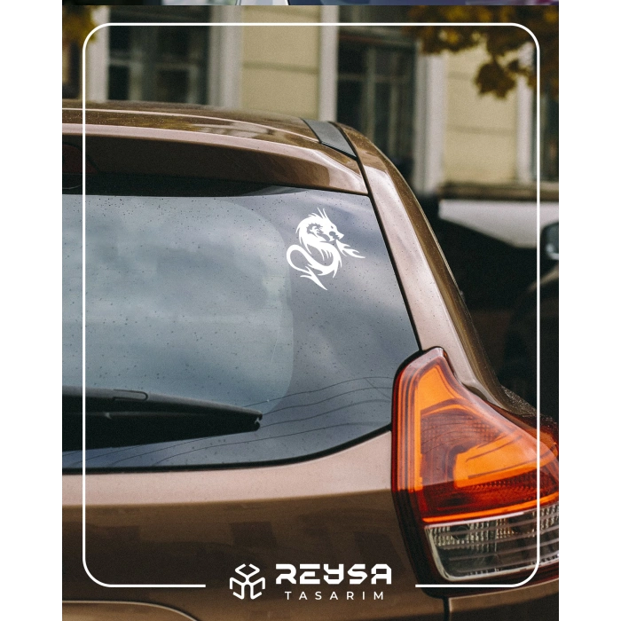 Kızgın Ejderha Araba Sticker 17x17 Cm Beyaz