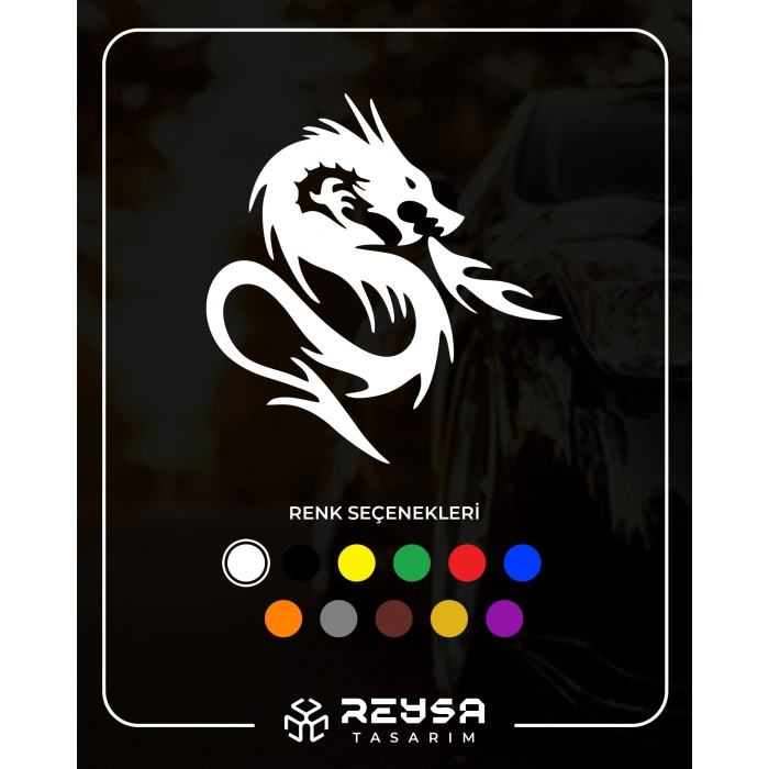 Kızgın Ejderha Araba Sticker 17x17 Cm Beyaz