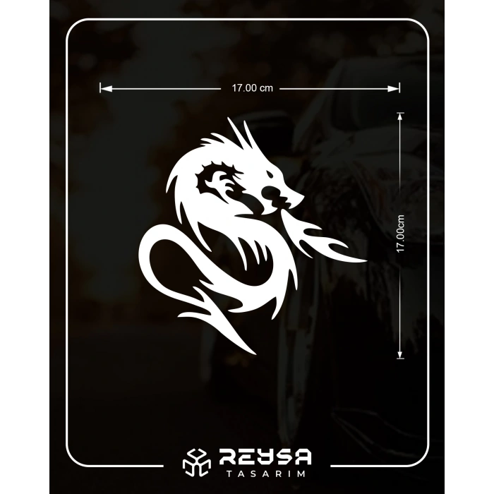 Kızgın Ejderha Araba Sticker 17x17 Cm Beyaz