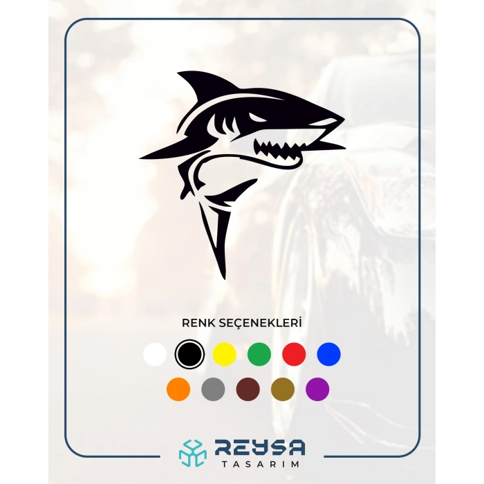 Kızgın Köpek Balığı Araba Sticker 17x17 Cm Siyah