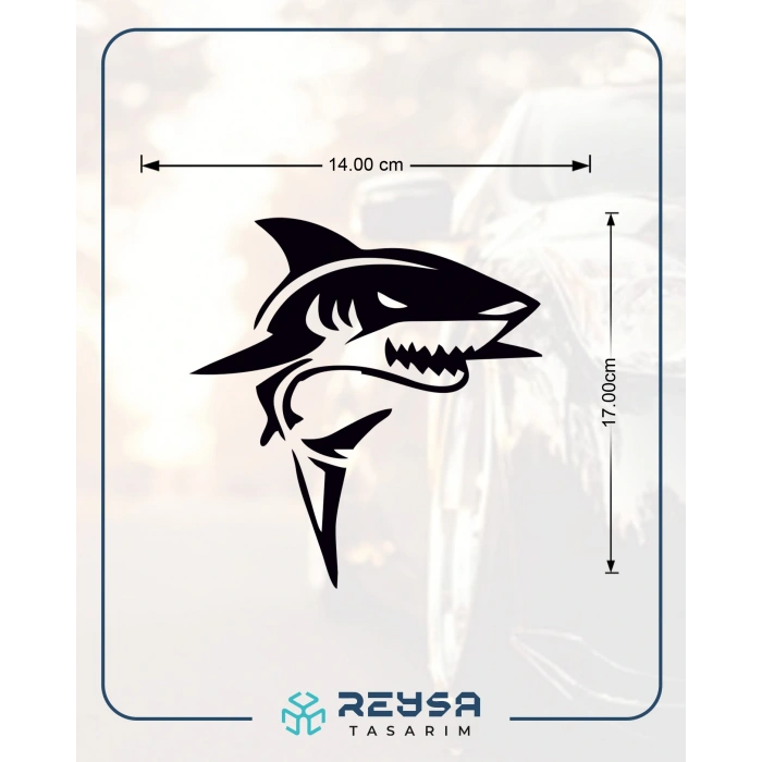 Kızgın Köpek Balığı Araba Sticker 17x17 Cm Siyah