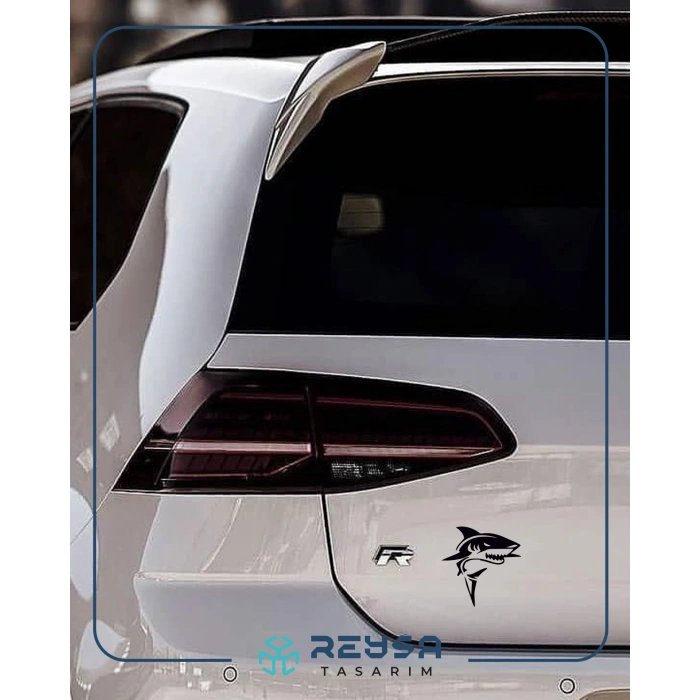 Kızgın Köpek Balığı Araba Sticker 17x17 Cm Siyah