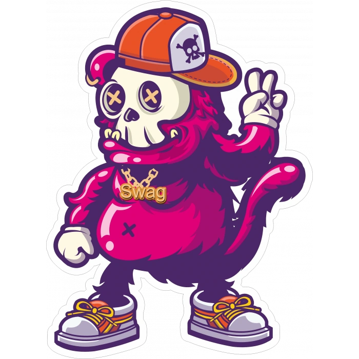 Rapçi Kuru Kafa Sticker 10x10 cmRenkli Sticker