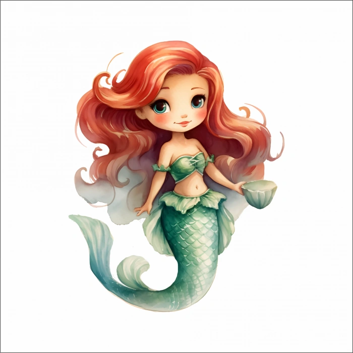 Kızıl Saçlı Denizkızı Duvar Stickerı