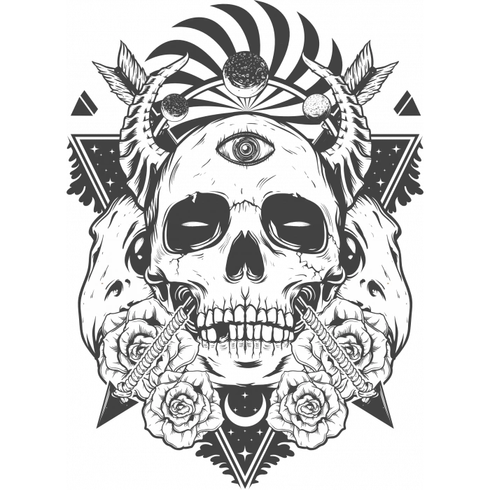 Kızılderili Kurukafa Sticker 10x10 cmRenkli Sticker