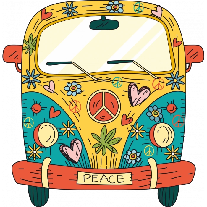 Hippi Karavan Sticker 10x10 cmRenkli Sticker