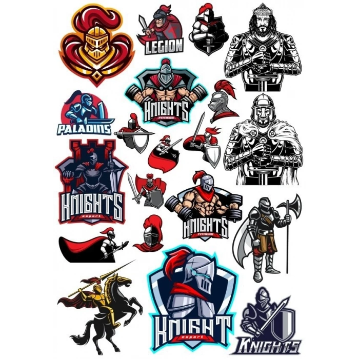 Knight Şövalye Sticker Set-10 25 Parça Telefon, Tablet, Defter, Laptop Sticker
