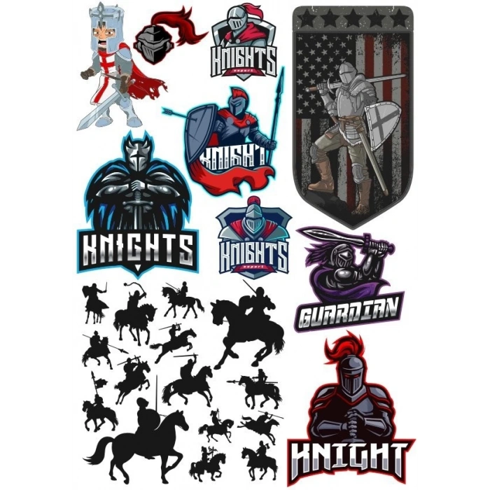 Knight Şövalye Sticker Set-2 15 Parça Telefon, Tablet, Defter, Laptop Sticker