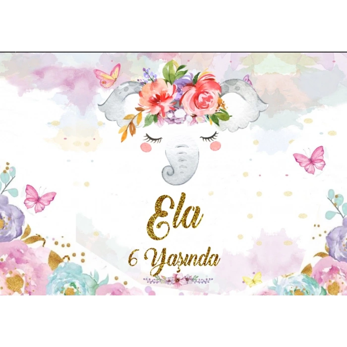 Fil Temalı Doğum Günü Afişi 70X100 cm