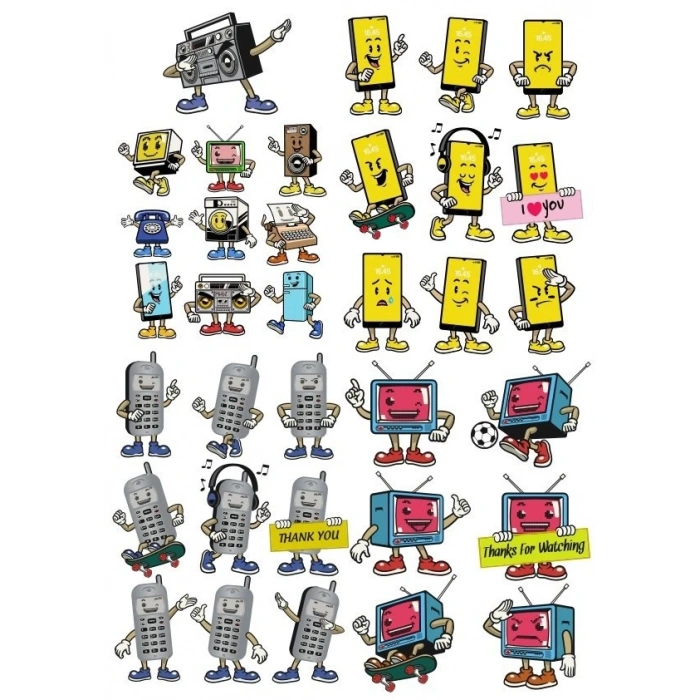 Konuşan Aletler Sticker Set 32 Parça Telefon, Tablet, Defter, Laptop Sticker