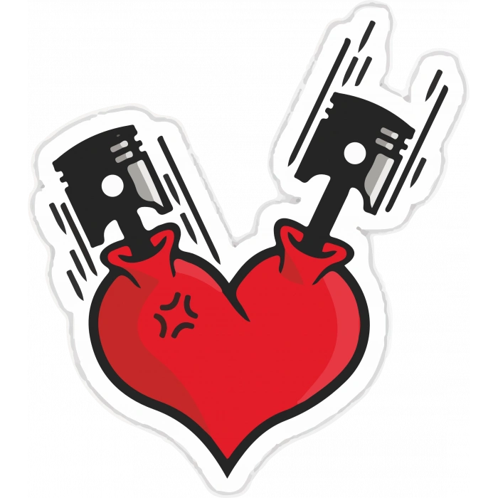 motor ve kalp sticker 10x10 cmRenkli Sticker