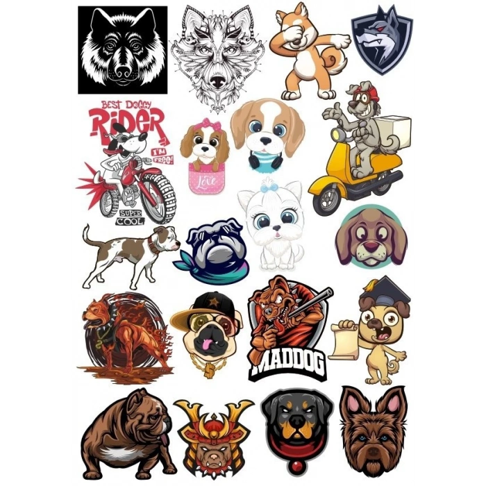 Köpek Sticker Set 16 20 Parça Telefon, Tablet, Defter, Laptop Sticker