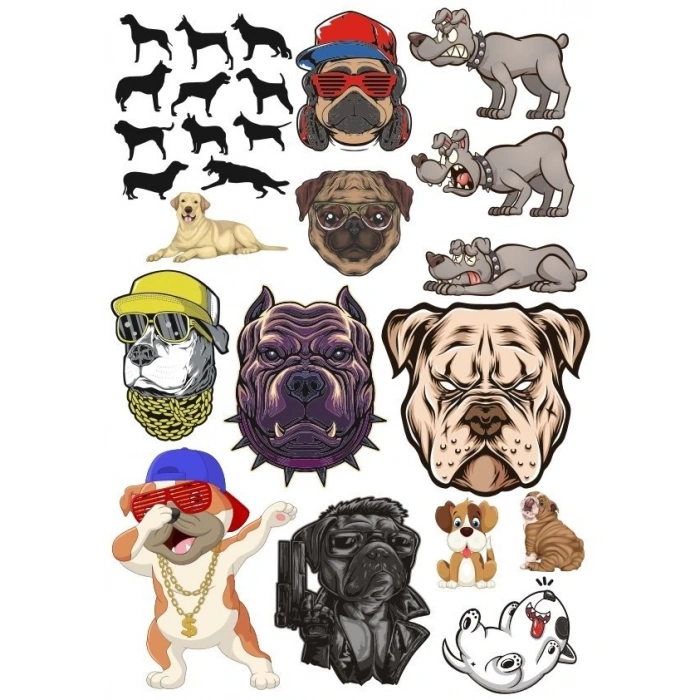 Köpekler Sticker Set-5 16 Parça Telefon, Tablet, Defter, Laptop Sticker