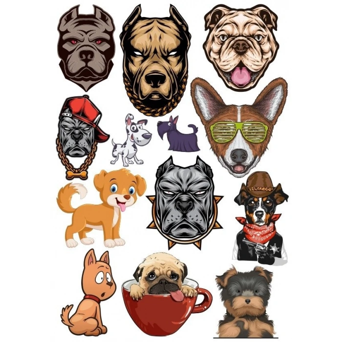 Köpekler Sticker Set-6 13 Parça Telefon, Tablet, Defter, Laptop Sticker