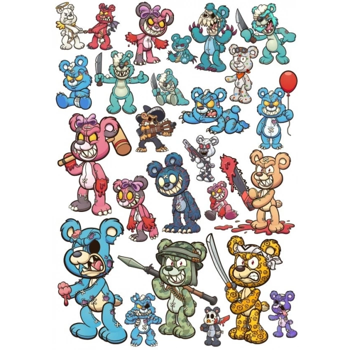 Korkunç Hayvanlar Sticker Set 2 20 Parça Telefon, Tablet, Defter, Laptop Sticker