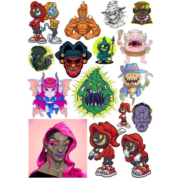 Korkunç Sticker Set 16 Parça Telefon, Tablet, Defter, Laptop Sticker