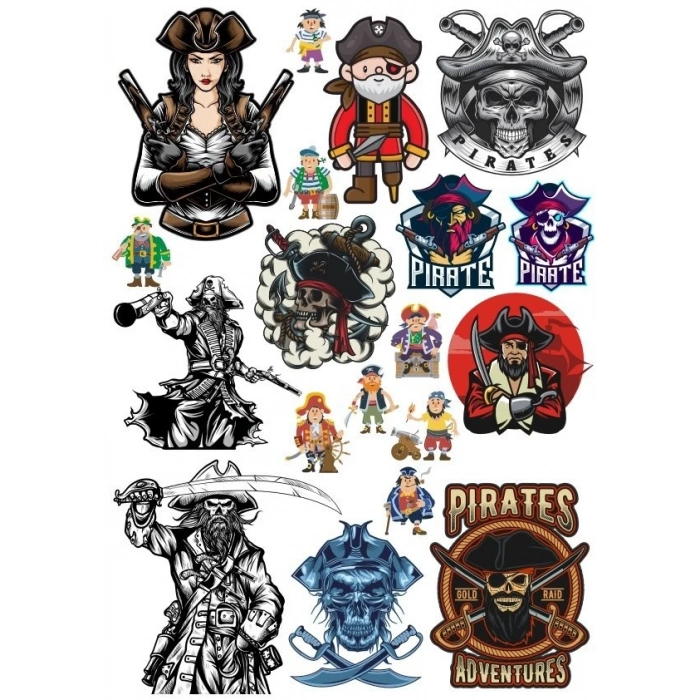 Korsan Kız ve Kuru Kafa Sticker Set 17 Parça Telefon, Tablet, Defter, Laptop Sticker