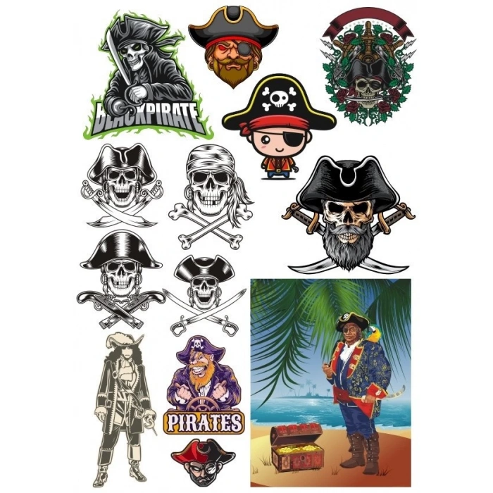 Korsan Kuru Kafa Sticker Set-2 15 Parça Telefon, Tablet, Defter, Laptop Sticker