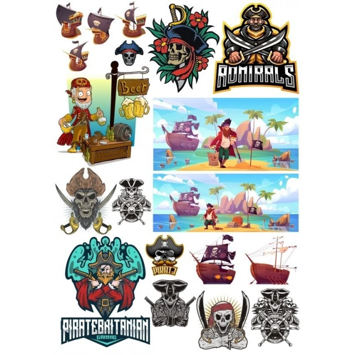 Korsan Kuru Kafa Sticker Set-3 15 Parça Telefon, Tablet, Defter, Laptop Sticker