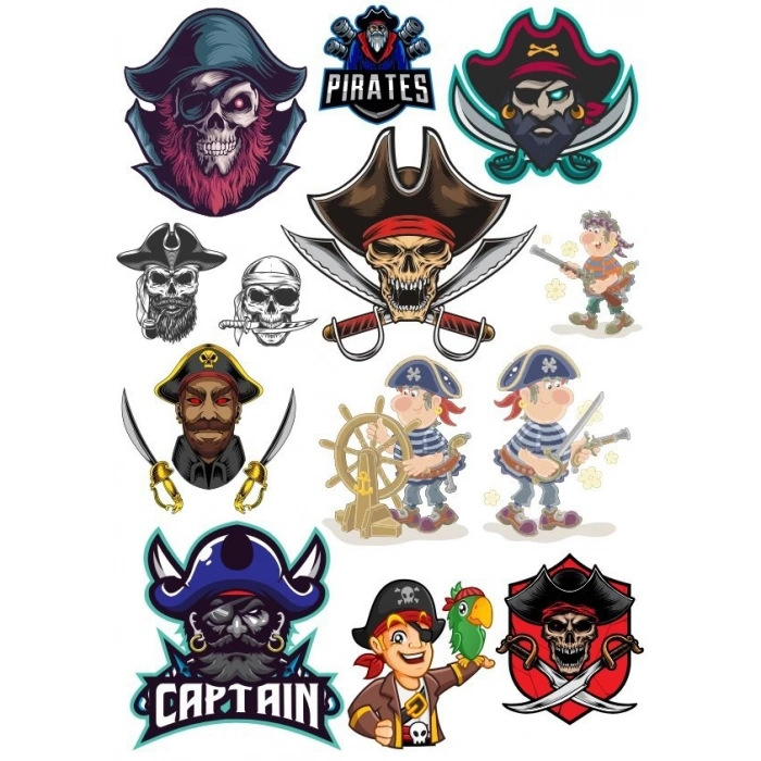 Korsan Kuru Kafa Sticker Set-5 13 Parça Telefon, Tablet, Defter, Laptop Sticker