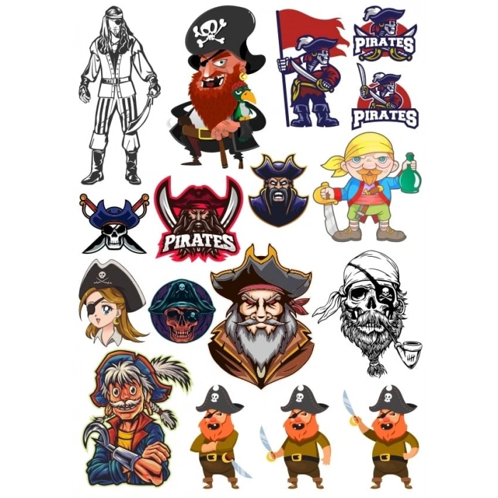 Korsan Sticker Set 11 15 Parça Telefon, Tablet, Defter, Laptop Sticker